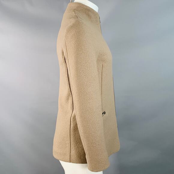 EMPORIO ARMANI Size 36 Tan Wool Two Pockets Zip Up Jacket - Picture 2 of 6
